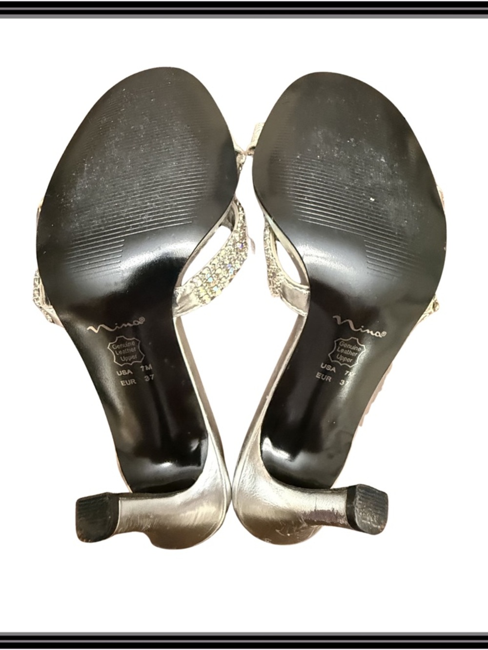 Nina Silver Rhinestone Strappy Heels Womens Size 7M Formal Prom Bridal Formal - Picture 11 of 16